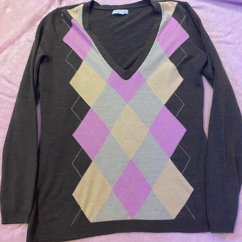 New York & company Argyle pattern sweater